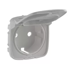   Legrand Valena Allure 2P+F csatlakozóaljzat burkolat, csapfedeles, alumínium (Legrand 754847)