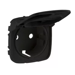   Legrand Valena Allure 2P+F csatlakozóaljzat burkolat, csapfedeles, fekete (Legrand 754848)