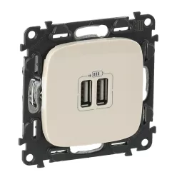   Legrand Valena Allure Kettős USB töltőaljzat, burkolattal, Elefántcsont (Legrand 754996)
