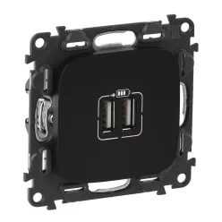   Legrand Valena Allure Kettős USB töltőaljzat, burkolattal, Fekete (Legrand 754998)