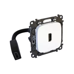   Legrand Valena Allure Elővezetékelt HDMI 1.4 típusú csatlakozóaljzat, 15 cm kábellel szállítva, Fehér (Legrand 755165)