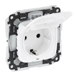   Legrand Valena Allure 2P+F csatlakozóaljzat biztonsági zsaluval, csapófedéllel, IP44 fehér (Legrand 755204)