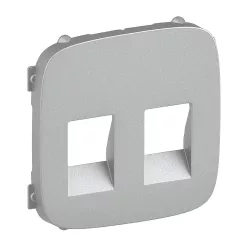   Legrand Valena Allure Kettős hangszóróaljzat burkolat, Alumínium (Legrand 755377)