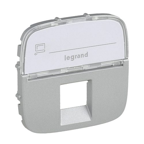 Legrand Valena Allure RJ11/RJ45 aljzat burkolat címketartóval, Alumínium (Legrand 755477)