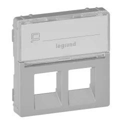   Legrand Valena Life 2xRJ45 csatlakozóaljzat burkolat, címketartóval alumínium (Legrand 755482)