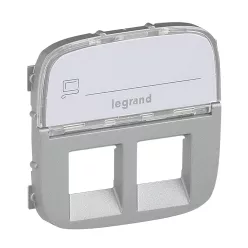   Legrand Valena Allure 2xRJ11/RJ45 aljzat burkolat címketartóval, Alumínium (Legrand 755487)