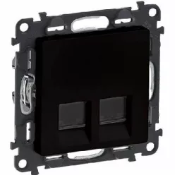   Legrand Valena Life 2xRJ45 Cat. 6A STP csatlakozóaljzat mechanizmus burkolattal, fekete (Legrand 756349)