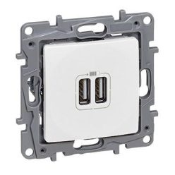   Legrand Niloé kettős USB-A+A töltőaljzat - 3 A - 15 W, fehér (Legrand 764594)