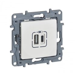   Legrand Niloé kettős USB-A+C töltőaljzat - 3 A - 15 W, fehér (Legrand 764597)