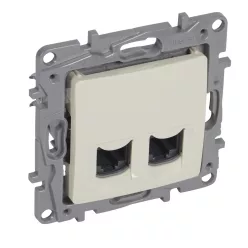  Legrand Niloé 2xRJ45 Cat.6 UTP csatlakozóaljzat, bézs (Legrand 764674)