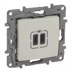   Legrand Niloé kettős USB-C+C töltőaljzat - 3 A - 15 W, bézs (Legrand 764695)