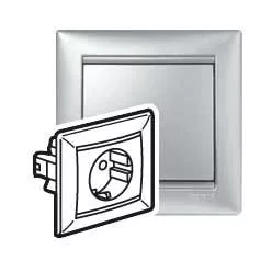   Legrand Valena 2P+F csatlakozóaljzat monoblokk alumínium (Legrand 770123)