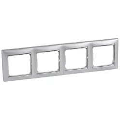   Legrand Valena Alumínium / Ezüst, 4-es vízszintes keret (Legrand 770354)