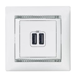   Legrand Valena 2xUSB töltő aljzat, 1500 mA, fehér (Legrand 770470)