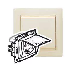   Legrand Valena IP44 2P+F csatlakozóaljzat csapófedéllel, elefántcsont (Legrand 774120)