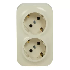   Legrand Forix IP20 falon kívüli 2x2P+F csatlakozóaljzat, 16 A, biztonsági zsalu nélkül, bézs (Legrand 782443)
