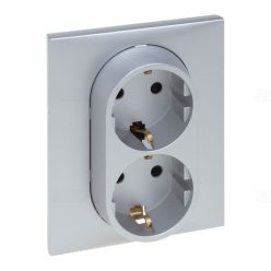   Legrand Niloé Step 2x2P+F csatlakozóaljzat (rugós), biztonsági zsaluval, alumínium (Legrand 863322)