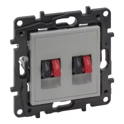   Legrand Niloé Step kettős hangszóró aljzat, alumínium (Legrand 863386)