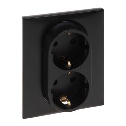   Legrand Niloé Step 2x2P+F csatlakozóaljzat (rugós), biztonsági zsaluval, fekete (Legrand 863522)