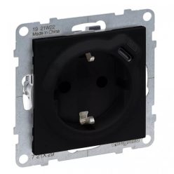   Legrand Niloé Step 2P+F kombinált csatlakozóaljzat + USB-C, (rugós), biztonsági zsaluval, fekete (Legrand 863526)