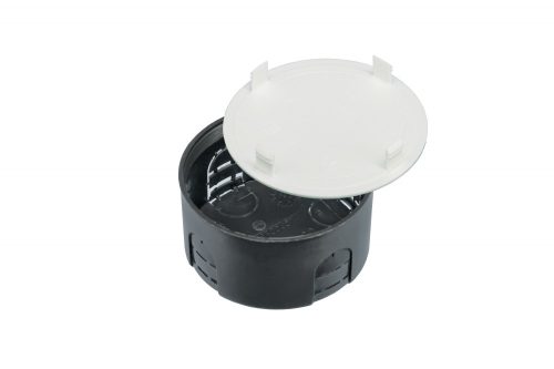 Műanyag szerelvénydoboz, fekete, fehér fedéllel, 40mm, IP30