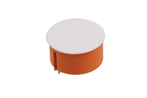Gipszkarton szerelvénydoboz fedéllel, kör alakú, PO80, narancssárga, 50mm, IP30