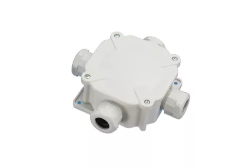 PG16 elosztódoboz, fehér, 4 bevezetéssel, 5x4mm2 terminál, IP67