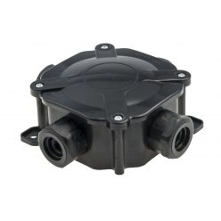   PG16 elosztódoboz, fekete, 4 bevezetéssel, 5x4mm2 terminál, IP67