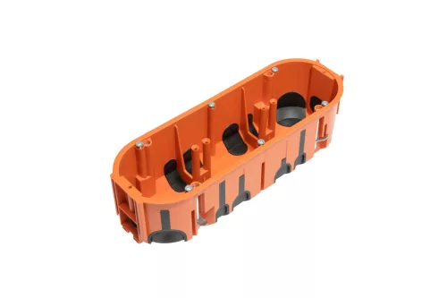 Gumimembrános szerelvénydoboz gipszkartonfalhoz, hármas változat, 60mm mély