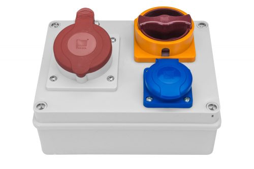 R-BOX 190, 1x16A/5p, 1x250V, 0/1 kétállású főkapcsoló