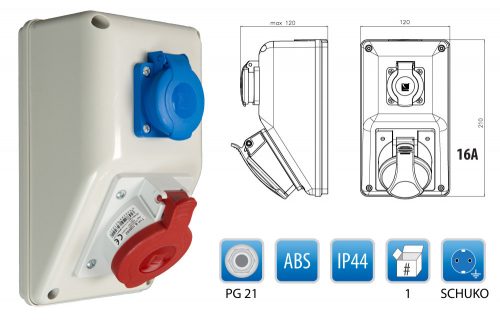 R-BOX KOMPAKT 1x16A/5p, 1x250V