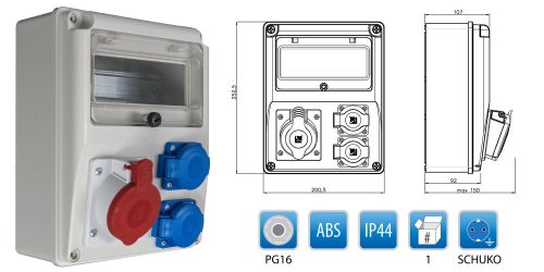 R-BOX 240 8S 1x16/5,2x230V, füst színű üveg
