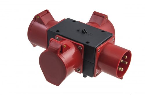 R-BOX MINI ipari elosztó-csatlakozóaljzat, 1x32A/5p dugvilla, 3x32A/5p aljzat