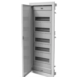   Univerzális, 5 soros elosztószekrény fém ajtóval, N+PE sínnel, 60+9 modullal