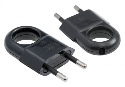 Lapos dugó, fogantyúval, földelés nélkül 10A/250V, fekete színű