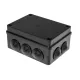 Kötődoboz, 10 gumi bevezetővel, fekete, 150x110x70mm, IP65, UV-álló