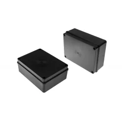   Kötődoboz, sima oldalfalú, fekete, 190x140x70mm, IP65, UV-álló
