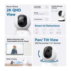   TP-link IP wifi PT kamera - Tapo C220 (4MP, 4mm, H264, IR9m, SD, mikrofon, hangszóró, 9VDC)