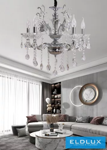 UNIVERSO Csillár 5 karos 5xE14 Max.40W D65x58cm króm