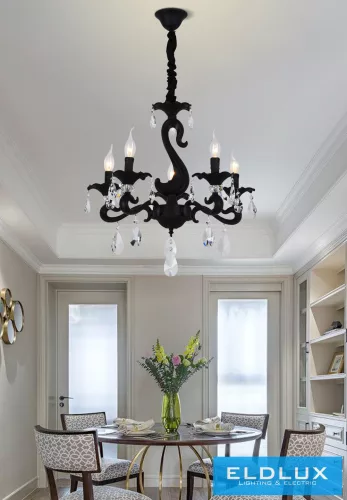 UNIVERSO Csillár 5 karos 5xE14 Max.40W D60x110cm fekete