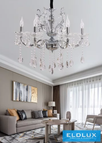 UNIVERSO Csillár 6 karos 6xE14 Max.40W D65x58cm króm