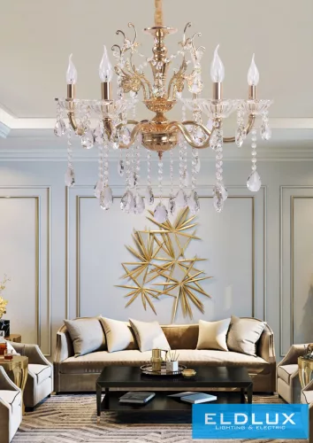 UNIVERSO Csillár 6 karos 6xE14 Max.40W D65x58cm arany