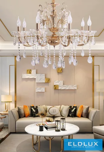 UNIVERSO Csillár 8 karos 8xE14 Max.40W D71x58cm arany