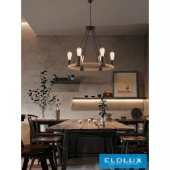   UNIVERSO Kender kötél csillár 6xE27 IP20 D600x1000mm fekete