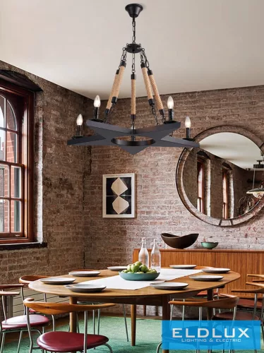 UNIVERSO Kender kötél csillár 5xE14 IP20 D800x1250mm fekete