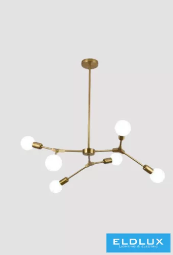 UNIVERSO Mennyezeti lámpa 6xE27 max.40w D800x660mm IP20 Óarany 5év