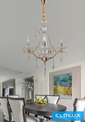 UNIVERSO Csillár 3 karos 3xE14 Max.40W D50x110cm arany