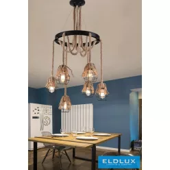   UNIVERSO Kender kötél csillár 6xE27 IP20 D750x900mm fekete