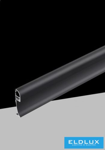 UNIVERSO Lábazati profil opál takaróval 10mm-es LED szalagnak Fekete 2000x14x60mm