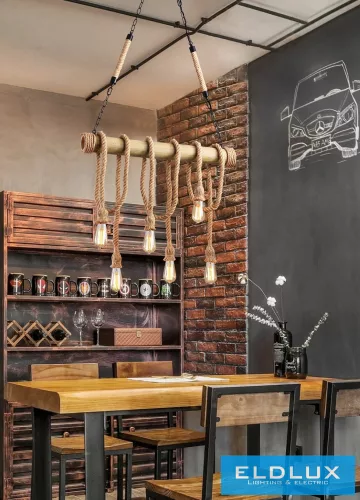 UNIVERSO Kender kötél csillár 6xE27 max. 240V ∅800×600mm fekete